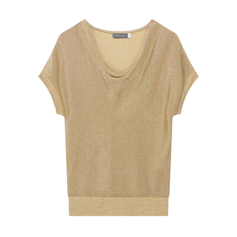 Mint Velvet Gold Metallic Knit Top